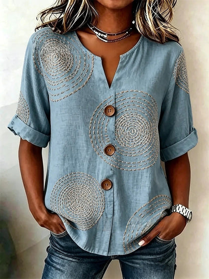 V-Neck Casual Printed Fashion Tops