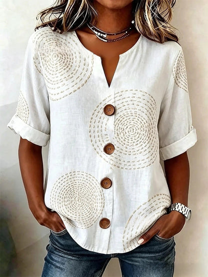 V-Neck Casual Printed Fashion Tops