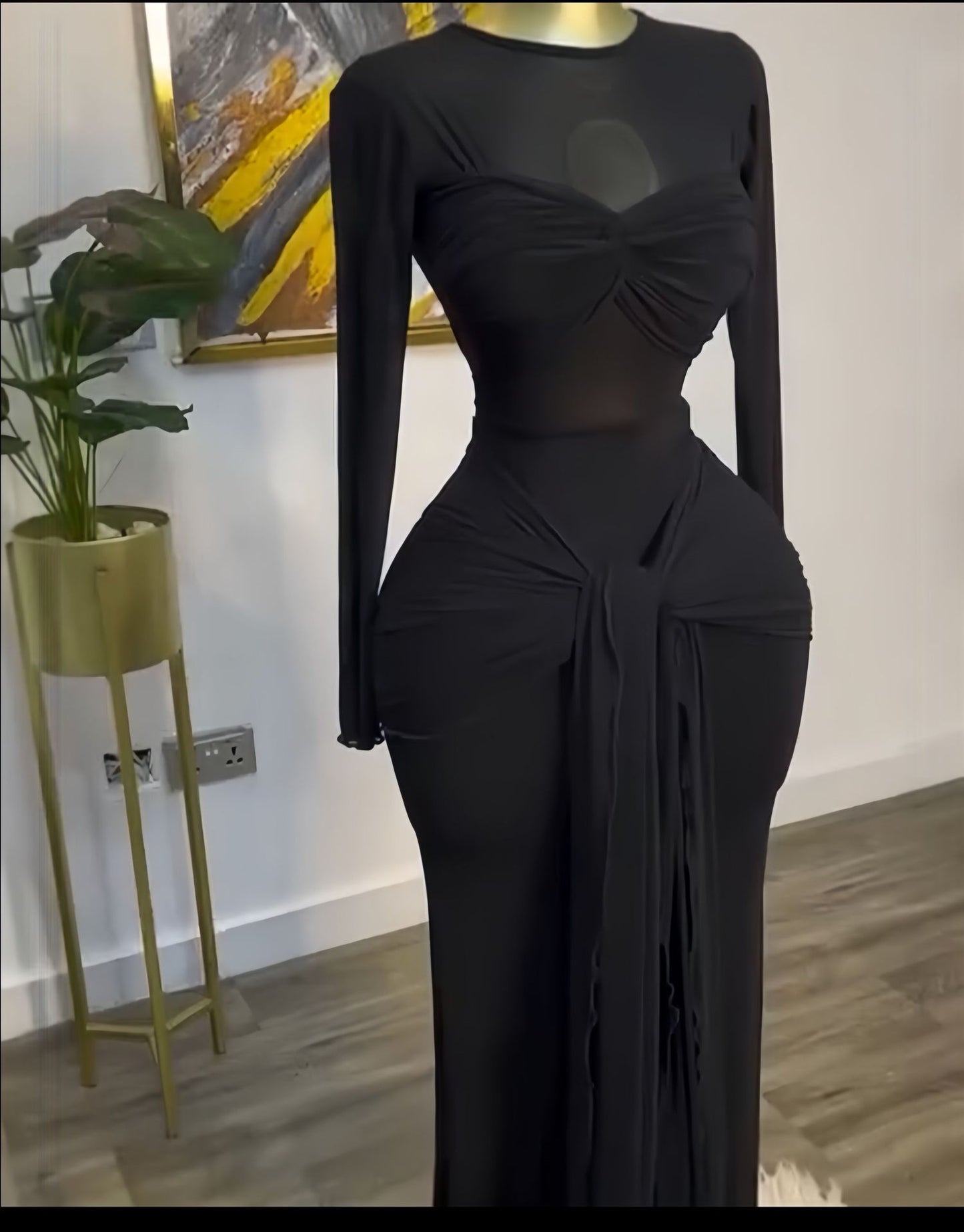 Elegant Long Sleeve Round Neck Bodycon Dress
