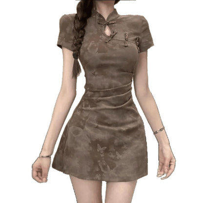 Retro Button Dress Waist Cheongsam for Women