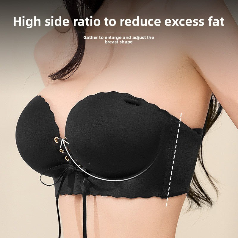 Adjustable Pull String Gathering Bra