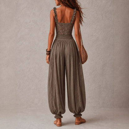 Womens Lace Suspender Harem Jumpsuit