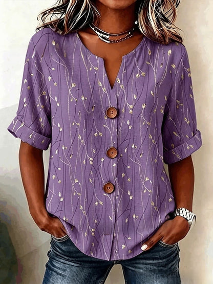 V-Neck Casual Printed Fashion Tops
