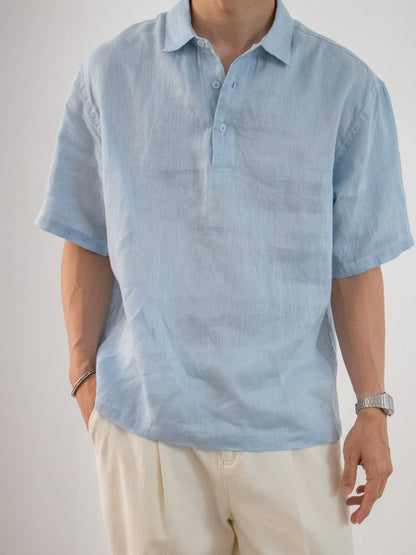 Men's Linen Short Sleeve Pullover Shirt