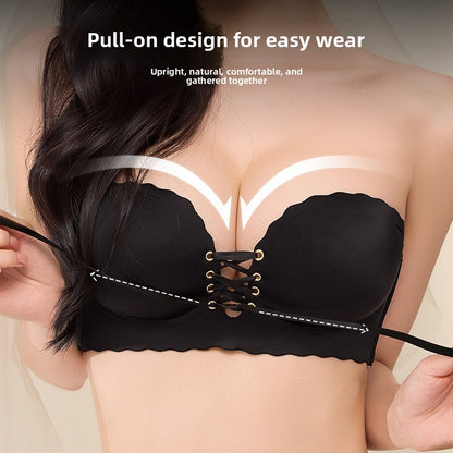 Adjustable Pull String Gathering Bra